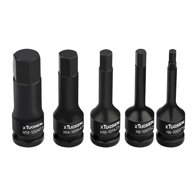 1/2" Drive Extra Long Hex Impact Socket Set – S2 Steel Power Tool Bit Kit for Electric & Pneumatic Wrenches, Extended Reach Hex Shank Driver Bits with Pin & Ring